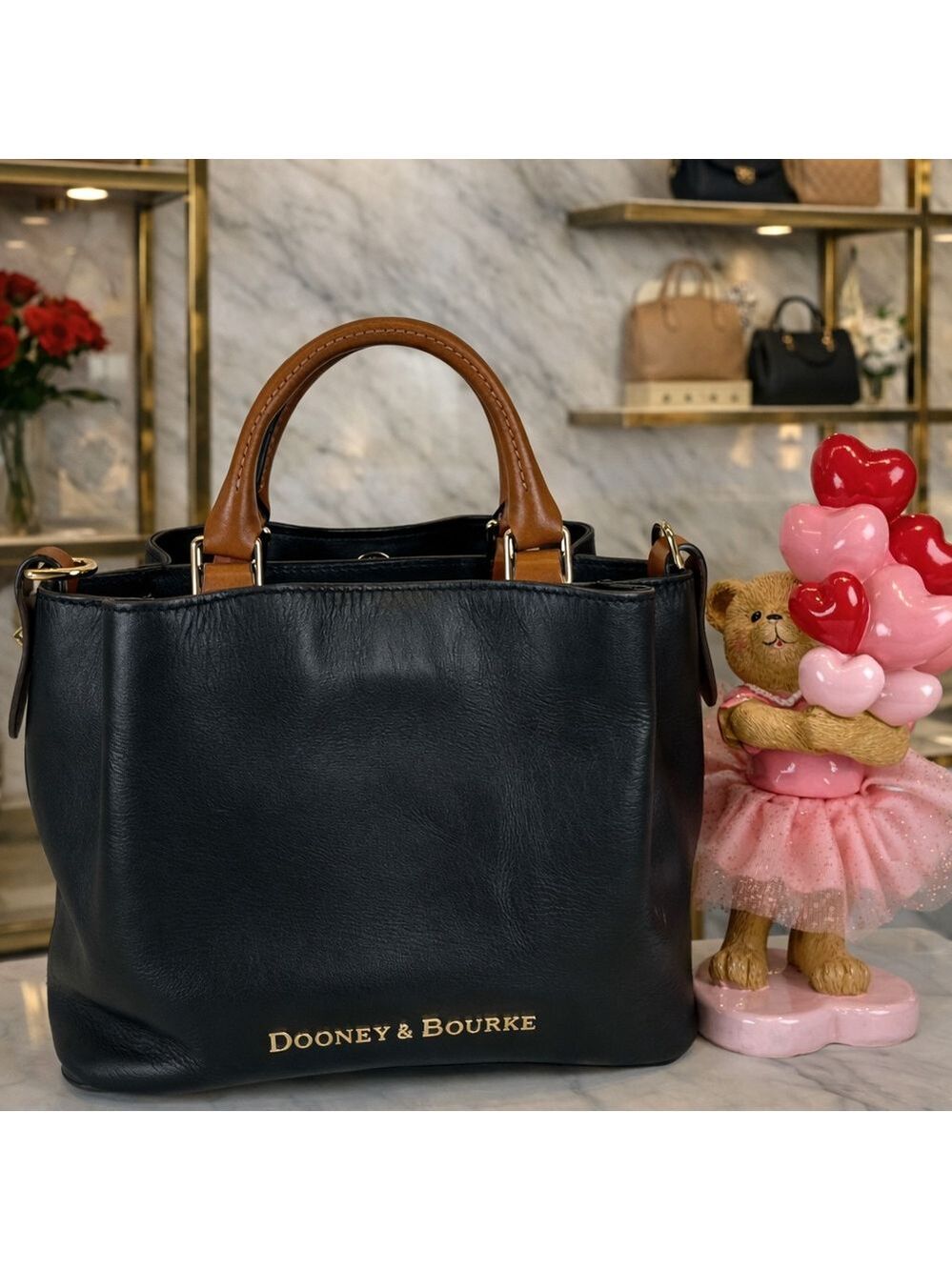 Dooney & Bourke Black Tan City Small Barlow Satchel Bag Hand Crossbody Mini Purs - Picture 2 of 16